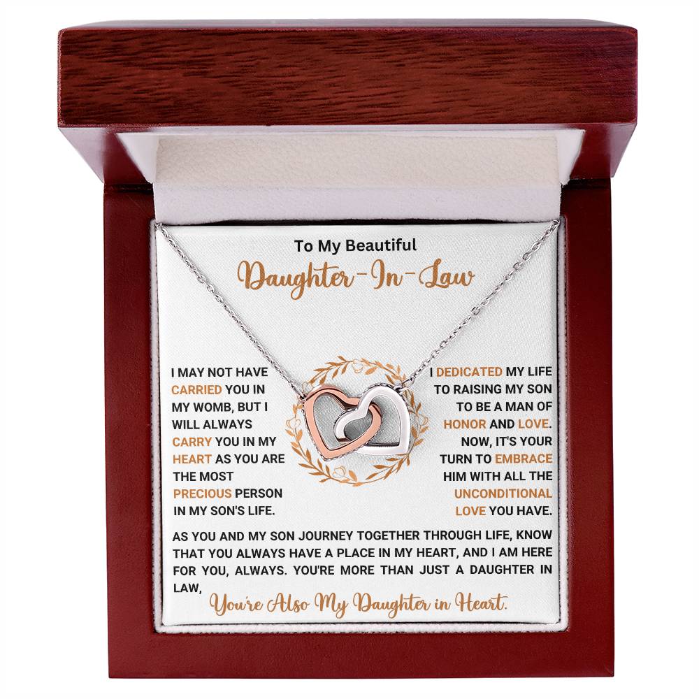 Interlocking Hearts Necklace in Gift Box for Daughter-In-Law with Heartfelt Message