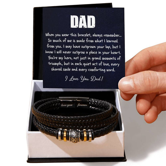 "To My Dad - You're My Hero Bracelet with heartfelt message, perfect gift to express love and admiration. Love You Forever."