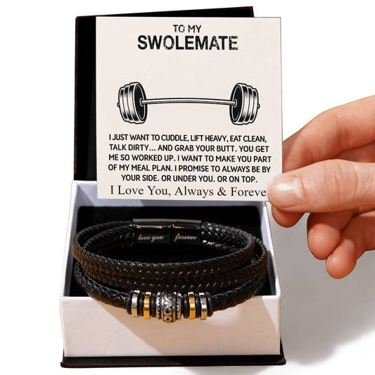 Men's "Love You Forever" bracelet for swolemate with heartfelt message in gift box