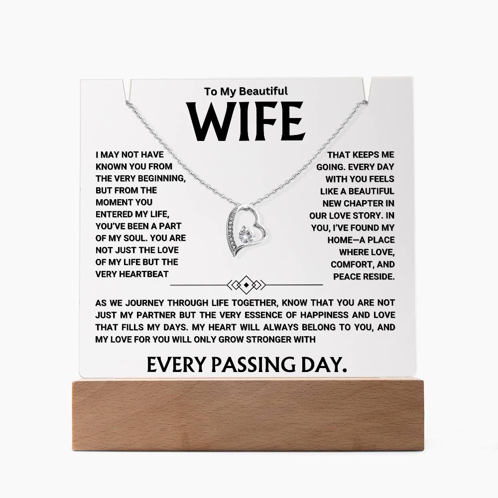 Keepsake acrylic gift for wife with heartfelt message and necklace, perfect for expressing love and appreciation - 50% off with free shipping.